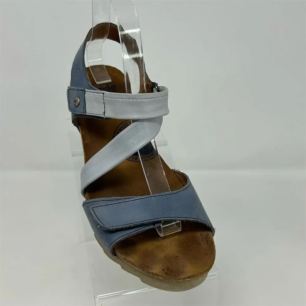 Wanda Panda Blue Slingback Strappy Sandals Size 39 (US 8.5) Casual Summer
